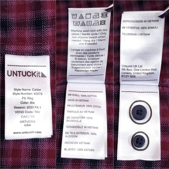 UNTUCKit Calder Mens Size XL Red Black Plaid Flannel Long Sleeve Button Up Shirt - Picture 13 of 16